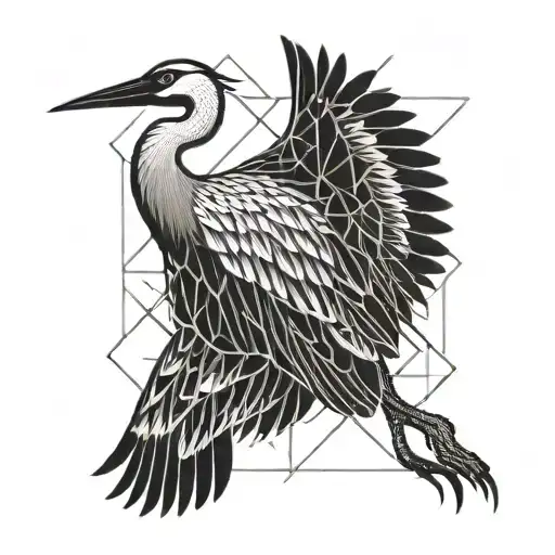 Crane with a black eye, I want a connection with crossfit and music tattoo design idea