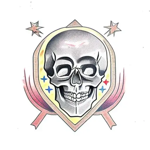 skull with head like globe tattoo design idea