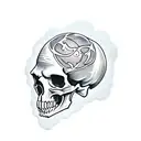 skull with head like globe tattoo design idea