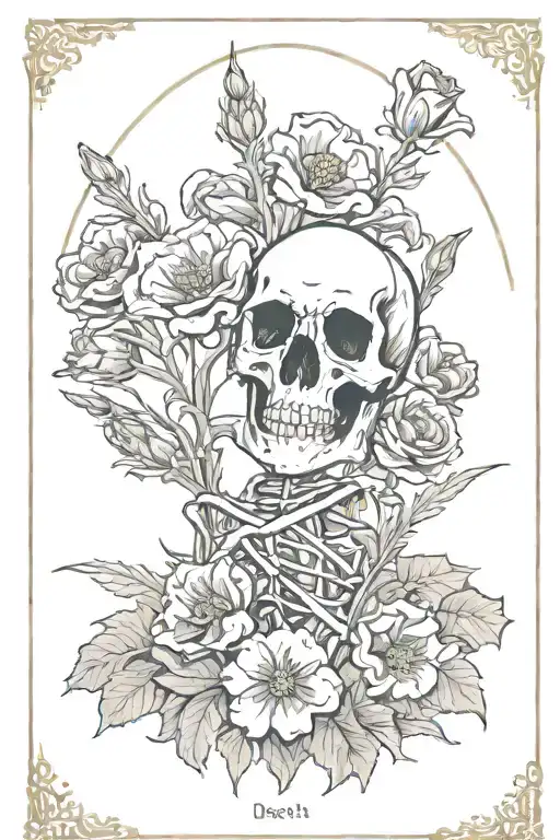 death tarot card featuring flowers  tattoo design idea
