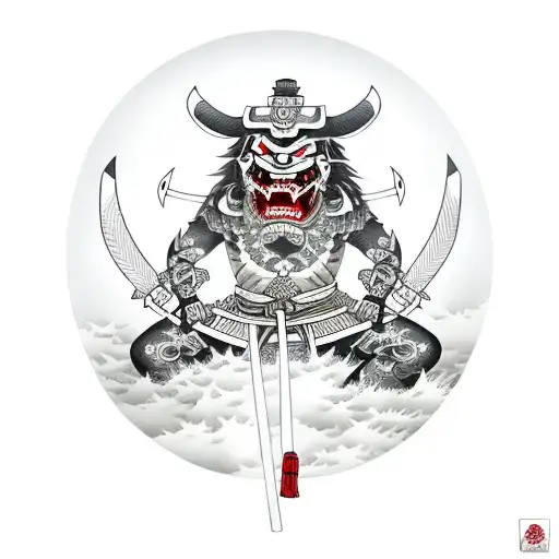 japanese warrior demon with katana tattoo design idea