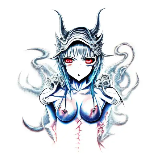 anime metal album demon tattoo design idea