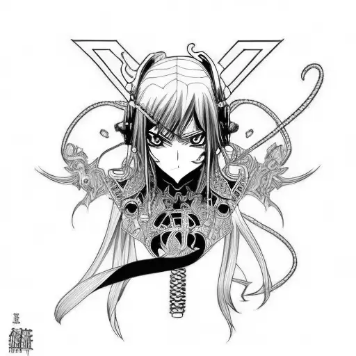 anime metal album demon black and white no color tattoo design idea