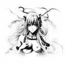 anime metal album demon black and white no color tattoo design idea