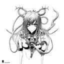 anime metal album demon black and white no color tattoo design idea