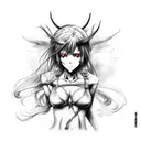 anime metal album demon black and white no color tattoo design idea