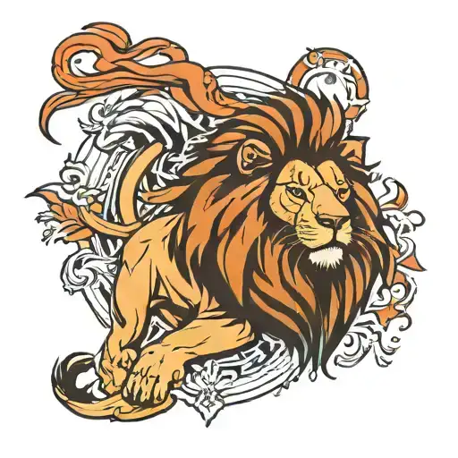lion in crust tattoo design idea