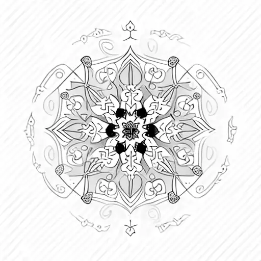 crescent moon and a Sakura flower with a snowflake  tattoo design idea