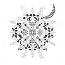 crescent moon and a Sakura flower with a snowflake  tattoo design idea