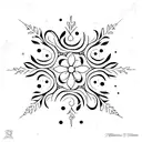 crescent moon and a Sakura flower with a snowflake  tattoo design idea