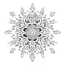 crescent moon and a Sakura flower with a snowflake  tattoo design idea