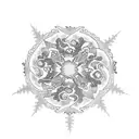 crescent moon and a Sakura flower with a snowflake  tattoo design idea