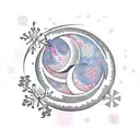 crescent moon and a Sakura flower with a snowflake  tattoo design idea