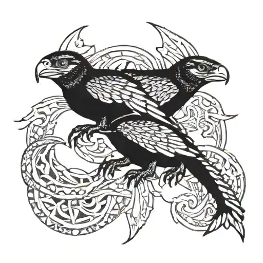 escher lizards falcons tattoo design idea