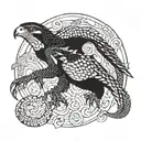 escher lizards falcons tattoo design idea