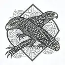 escher lizards falcons tattoo design idea