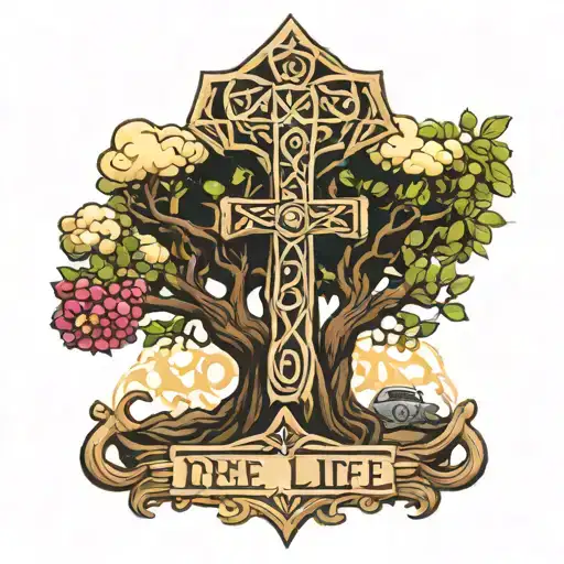 tree of life thors hammer tattoo design idea