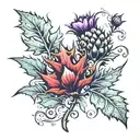 scottish thistle & canadian maple leaf  tattoo design idea