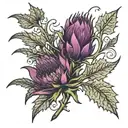 scottish thistle & canadian maple leaf  tattoo design idea