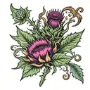 scottish thistle & canadian maple leaf  tattoo design idea