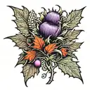 scottish thistle & canadian maple leaf  tattoo design idea