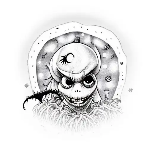 Horror Nightmare Before Christmas Quarter sleeve with Oogie Boogie tattoo design idea