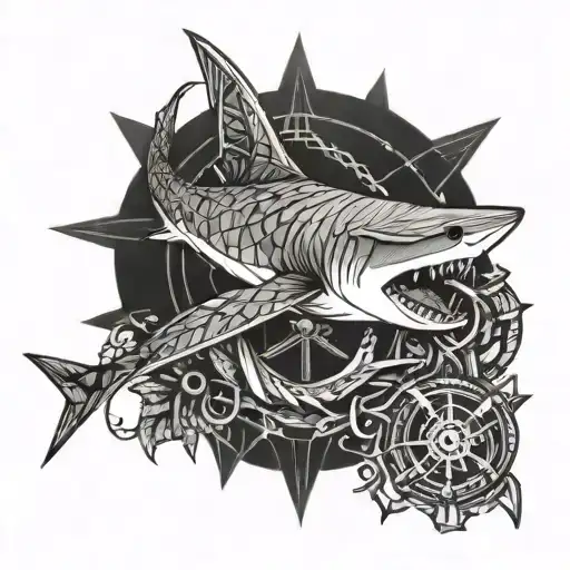 Shark, anchor tattoo design idea