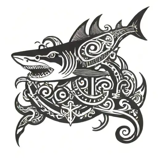 Shark, anchor tattoo design idea