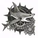 Shark, anchor tattoo design idea