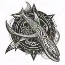 Shark, anchor tattoo design idea