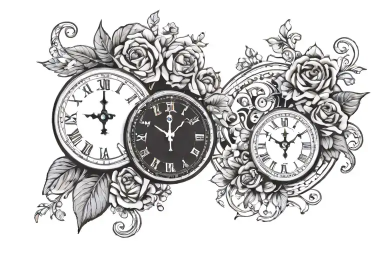 two clocks and the inscription seize the day tattoo design idea