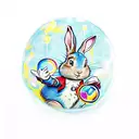Peter Rabbit blowing bubbles in flash art syle with images of the wiggles logo in the reflection of the bubble tattoo design idea