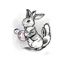 Peter Rabbit blowing bubbles in flash art syle tattoo design idea