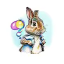 Peter Rabbit blowing bubbles tattoo design idea