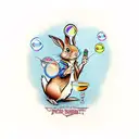 Peter Rabbit blowing bubbles tattoo design idea