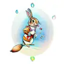 Peter Rabbit blowing bubbles tattoo design idea