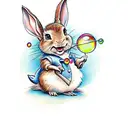 Peter Rabbit blowing bubbles tattoo design idea
