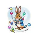 Peter Rabbit blowing bubbles tattoo design idea