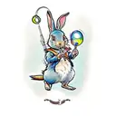 Peter Rabbit blowing bubbles tattoo design idea