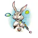 Peter Rabbit blowing bubbles tattoo design idea