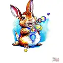 Peter Rabbit blowing bubbles tattoo design idea