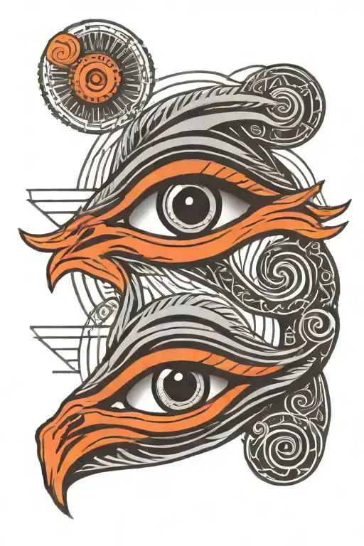 Eye of ra and hollow pupil eye of horus side by side with gap, Symmetrical, very simple, only 2 eyes tattoo design idea