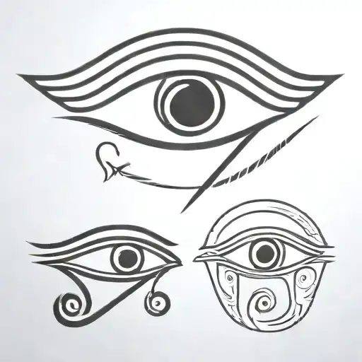 Eye of ra and hollow pupil eye of horus side by side, Symmetrical, very simple, only 2 eyes tattoo design idea