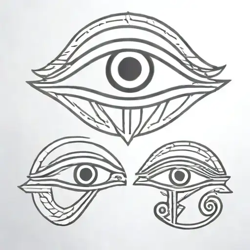 Eye of ra and hollow pupil eye of horus side by side, Symmetrical, very simple tattoo design idea