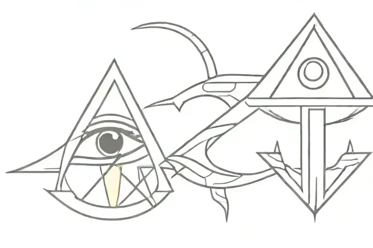 Eye of ra and hollow pupil eye of horus side by side with gap, Symmetrical, very simple, only 2 eyes tattoo design idea