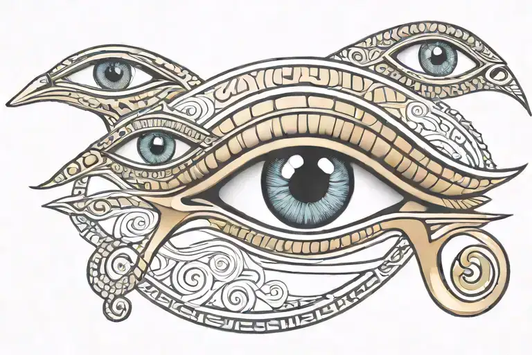 Eye of ra and hollow pupil eye of horus side by side with gap, Symmetrical, very simple, only 2 eyes tattoo design idea