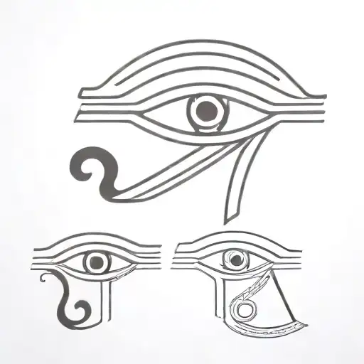 Eye of ra and eye of horus side by side, Symmetrical, pupil of horus is hollow, very simple tattoo design idea