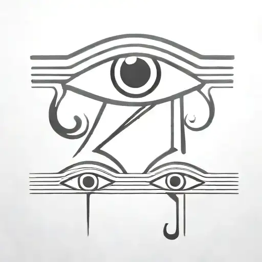 Eye of ra and eye of horus side by side, Symmetrical, pupil of horus is hollow, very simple tattoo design idea