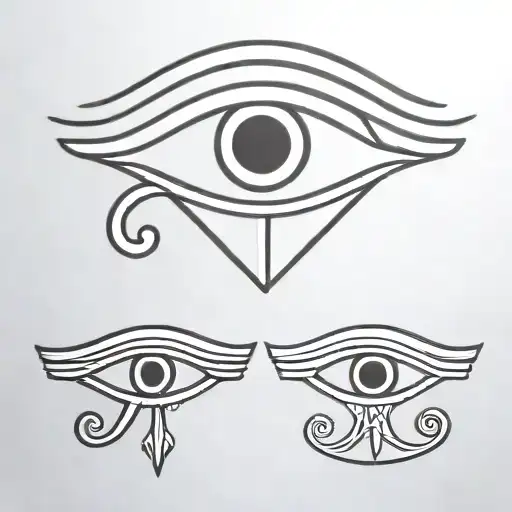 Eye of ra and hollow pupil eye of horus side by side, Symmetrical, very simple, only 2 eyes tattoo design idea