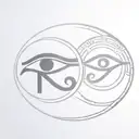 Eye of horus and eye of ra, ra god of sun and horus god of moon, ying yang style spherical and symmetrical shape tattoo design idea